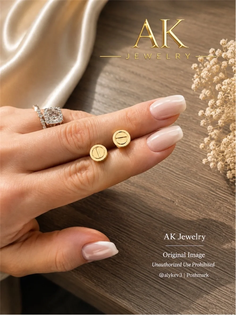 💎LUXURY 18k Gold Small Round Petite Stud, Pierced | AK Jewelry™